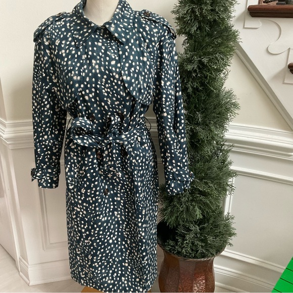 Ann Taylor Spotted Modern Trench Coat Size Large - Picture 2 of 16